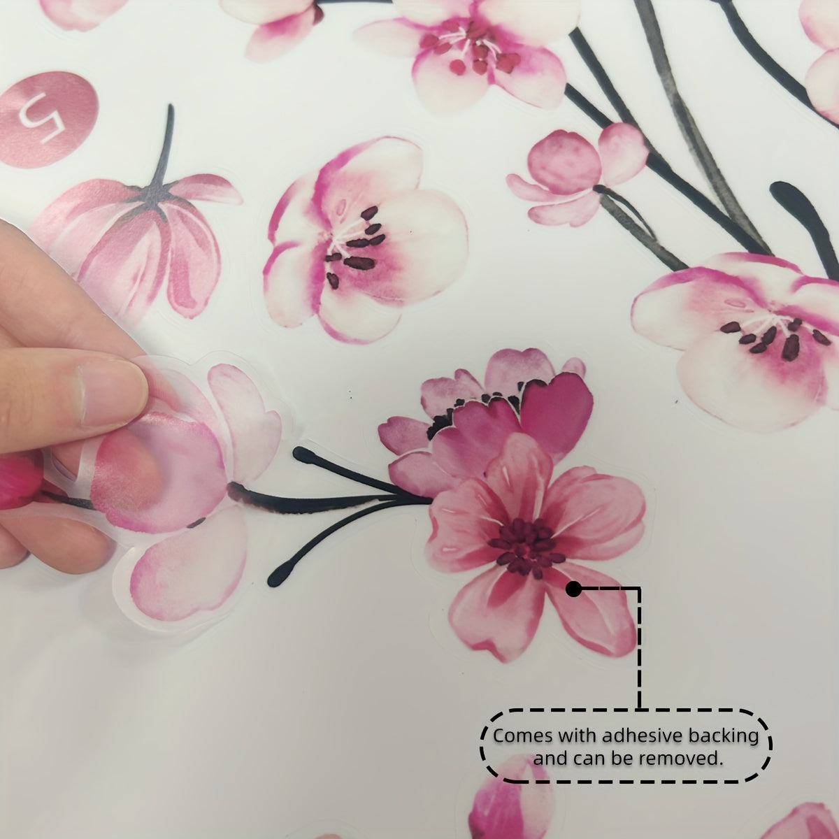 A Set of 4 Creative Pink Peach Blossom Tree Bird Falling Flower Bathtub Stickers for The Living Room, Bedroom, And Bathroom Wall Decor MS7194-YC