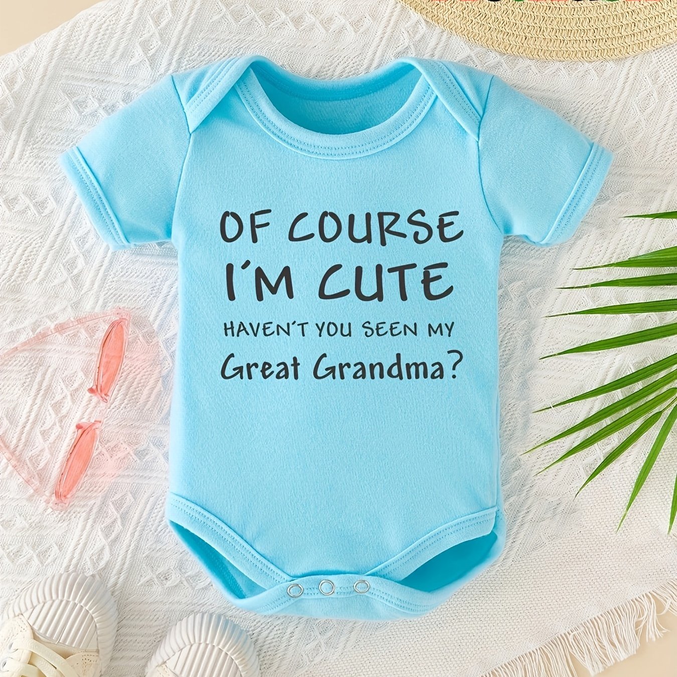 Of Course I'm Cute Haven't You Seen My Great Grandma? Letter Print Baby Vest