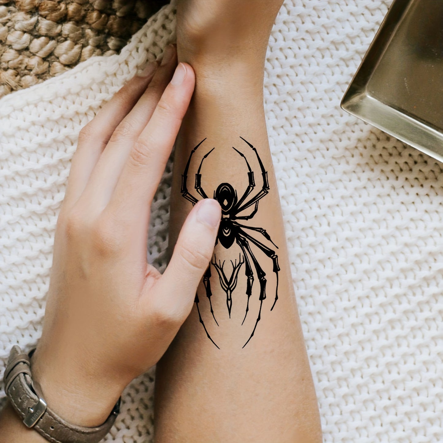 30 Temporary Tattoo Stickers, Black Butterfly Feather Wind Chime Wings Planet Spider Guitar Flower Heart Pattern Tattoo Stickers, Body Wrist Collarbone Art Waterproof Fake Tattoo Stickers Suitable for Women, Temporary Tattoo