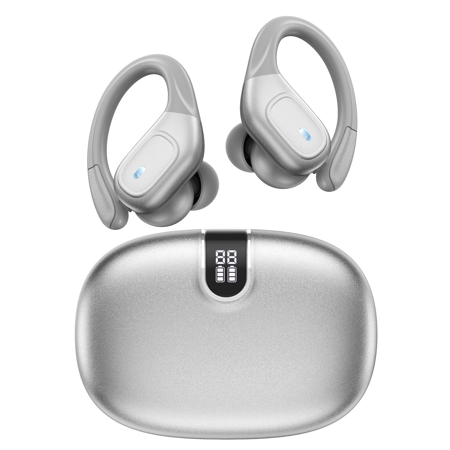 New Wireless Earphones, LIFEBEE Wireless Earbuds for Running Sports Stereo Audio LED Display, ENC Noise Cancelling Headset Built-in Mic Over-Ear Headphones Earphones with Earhooks, Sports Headphones, Workout Earbuds, Lightwei