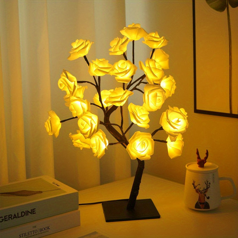 USB Powered Rose Tree Lamp, Shenzhi Tech LED Light Flower Night Light For Home Living Room Halloween Christmas Desk Decor