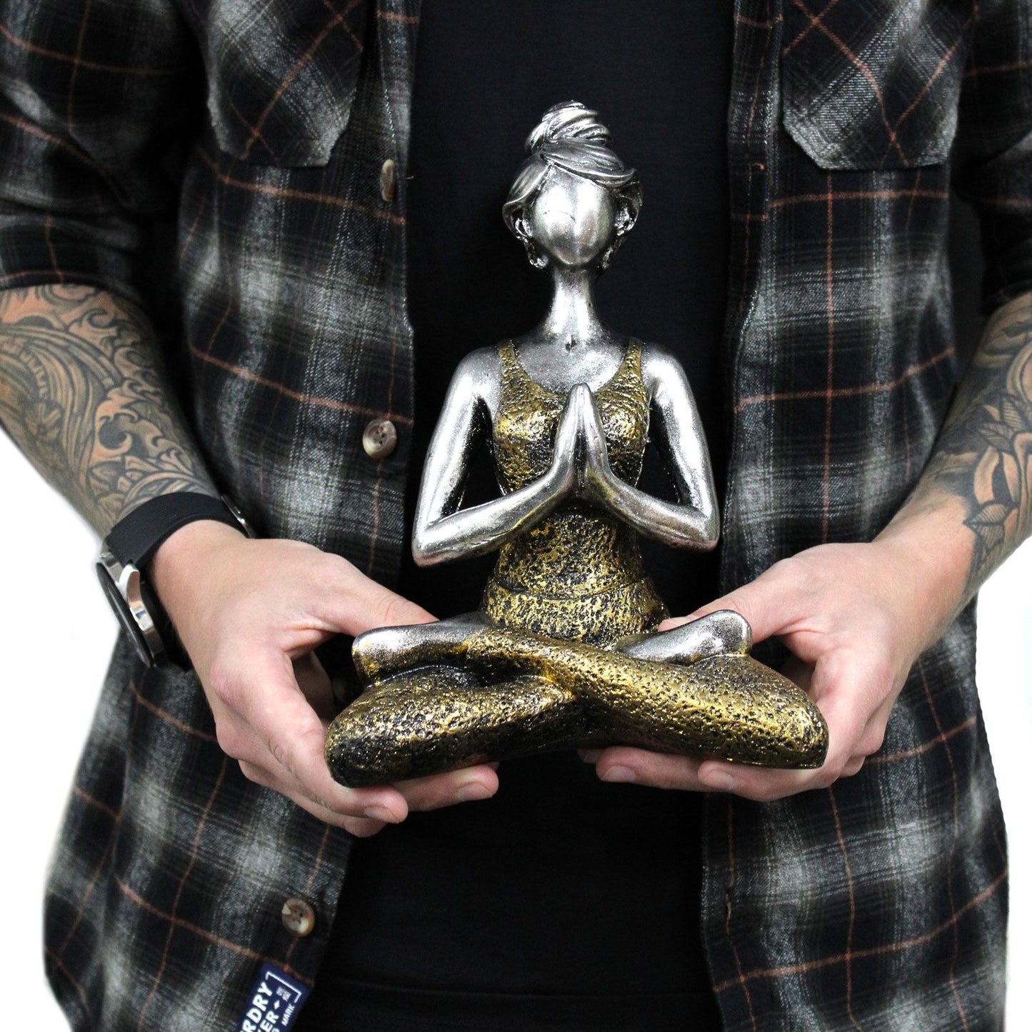 Yoga Lady Figure - Bronze & Turqoise 24cm