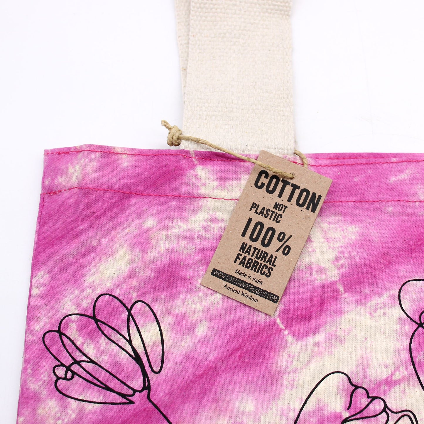 Tye-Dye Cotton Bag (6oz) - 38x42x12cm - Lotus Buddha - Blue - Natural Handle