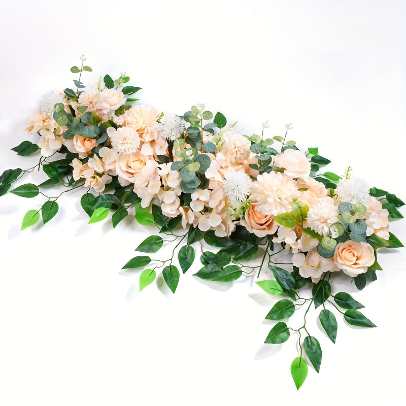 Artificial Peony & Rose Flower Garland Decor, Decor Floral Arrangement for Wedding Arch Background, DIY Wedding Wall Decor Supplies with Plastic Foliage, Party Event Decor