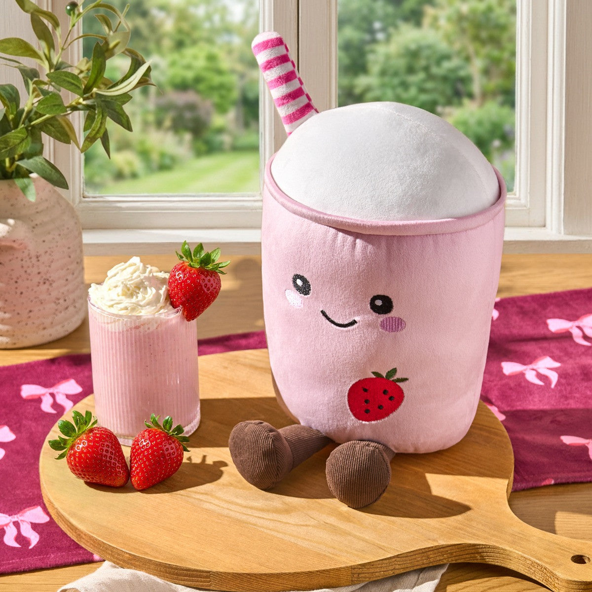 Molly The Milkshake Cushion - Pink 25cm