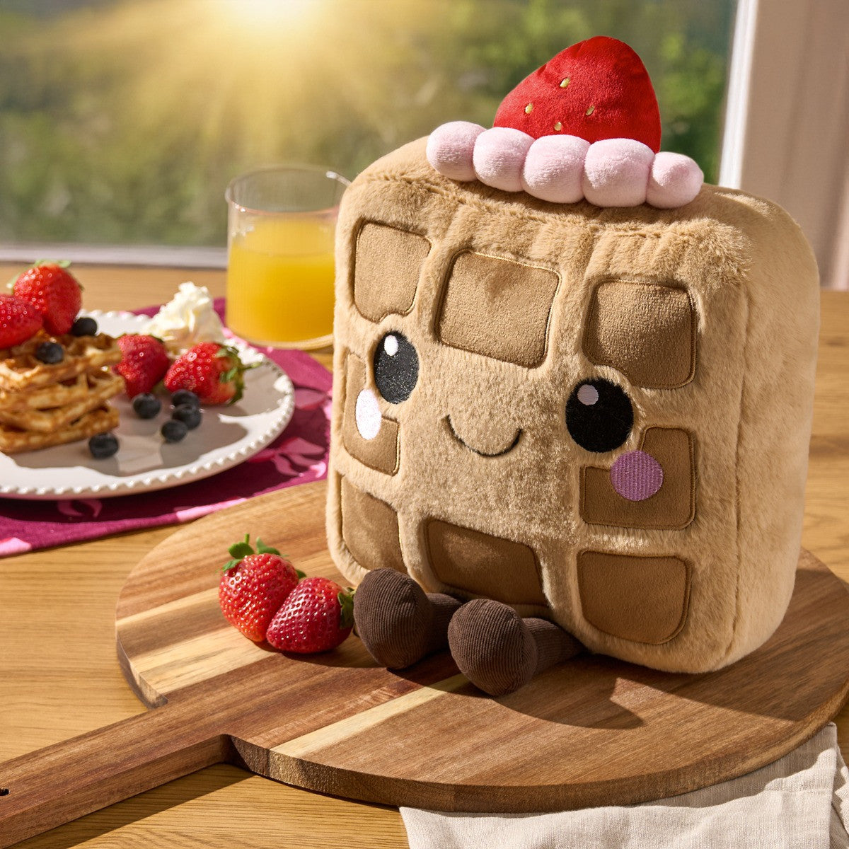 Honey The Waffle Cushion - Natural/Pink 25cm