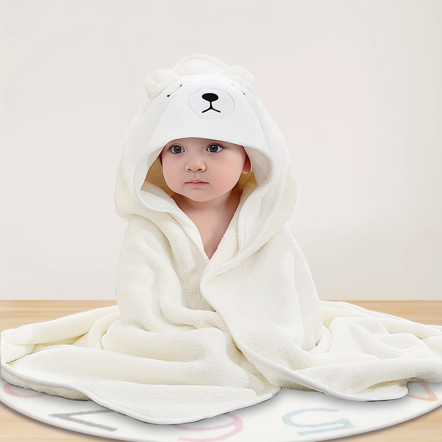 1pc Soft Cartoon Animal Baby Bath Towel, Bathrobe, For Newborn Baby, Skin Friendly Blanket, Christmas Halloween Gift