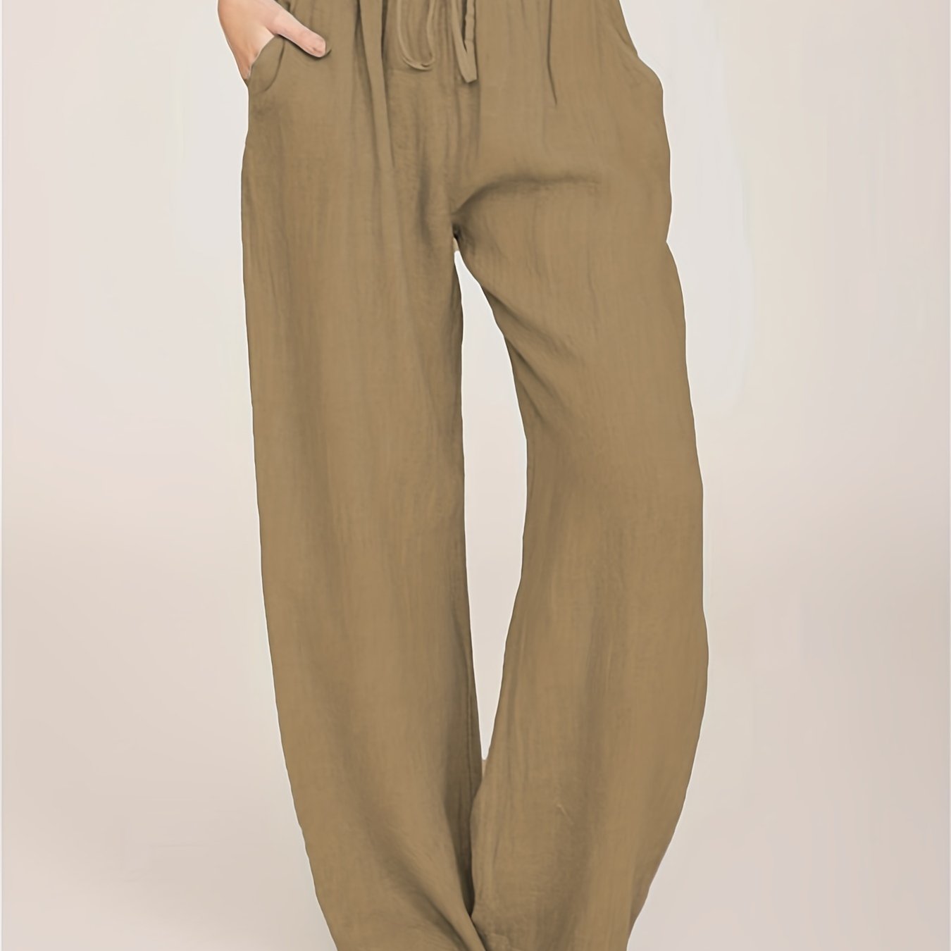 Drawstring Wide Leg Pants, Solid Loose Palazzo Pants, Casual Every Day Pants, Women's Clothing