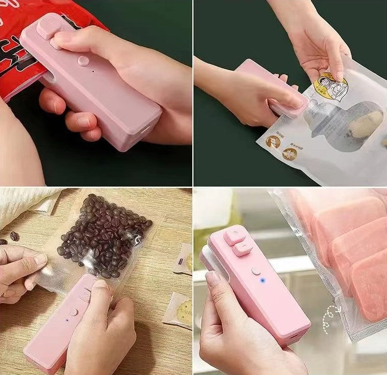 Food Bag Sealer, 2 IN 1 Portable Handheld Heat Seal And Cutter, Mini Food Sealers For Storage