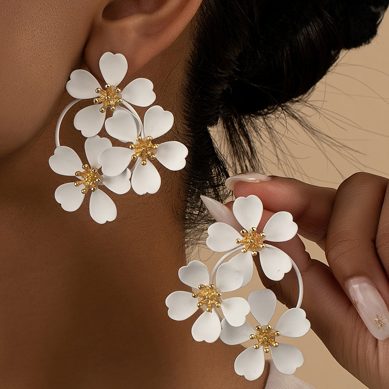 Fashionable Retro Flower Earrings - Zinc Alloy Vintage Punk Style - Gracefully Detailed for Womens Parties - Exaggerated Delicate Design