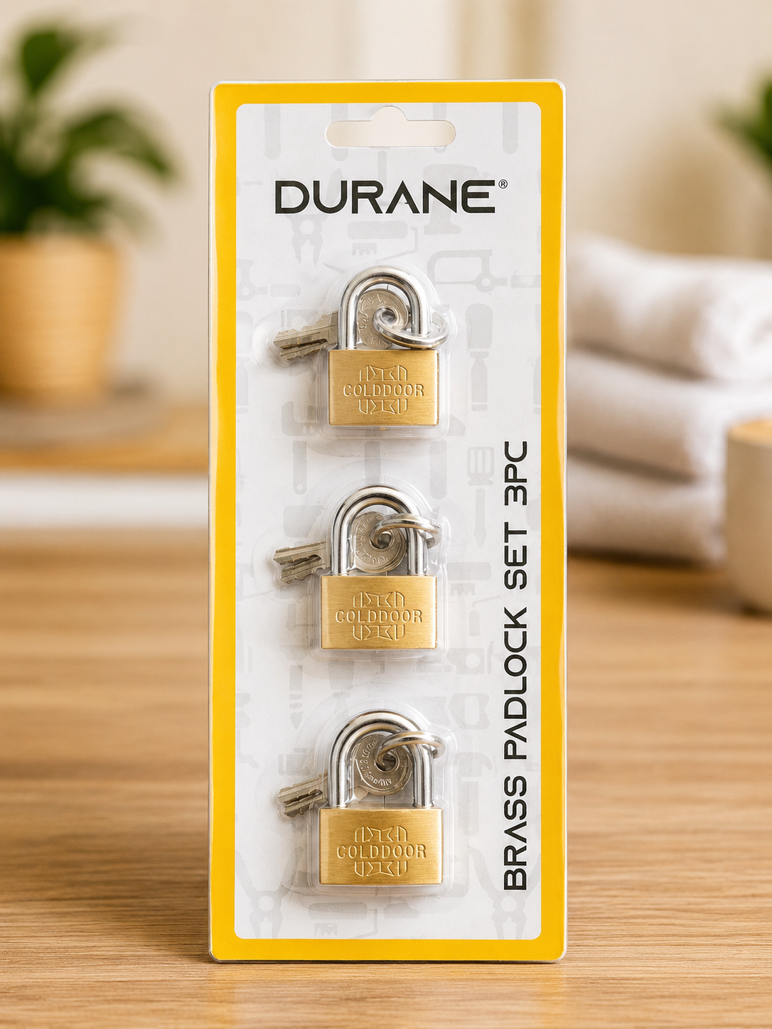 Brass padlock set 3pk