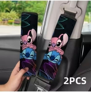 Blue and pink alien seatbelt covers 2pk
