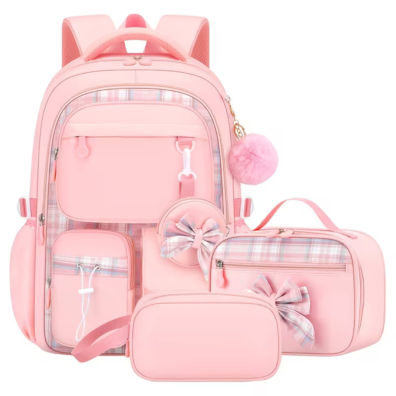 3pcs Bow Backpack & Handbag Storage Bag Set - Large Capacity School Bookbag