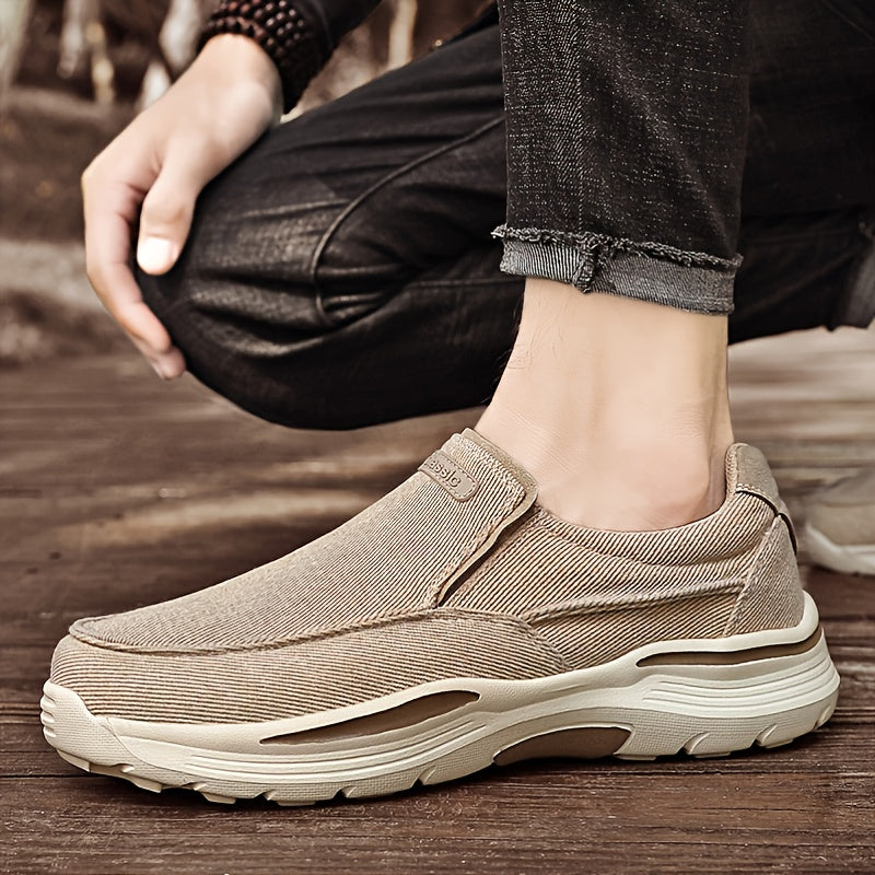 Men's Canvas Breathable Slip On Loafer Shoes Comfortable Walking Sneakers