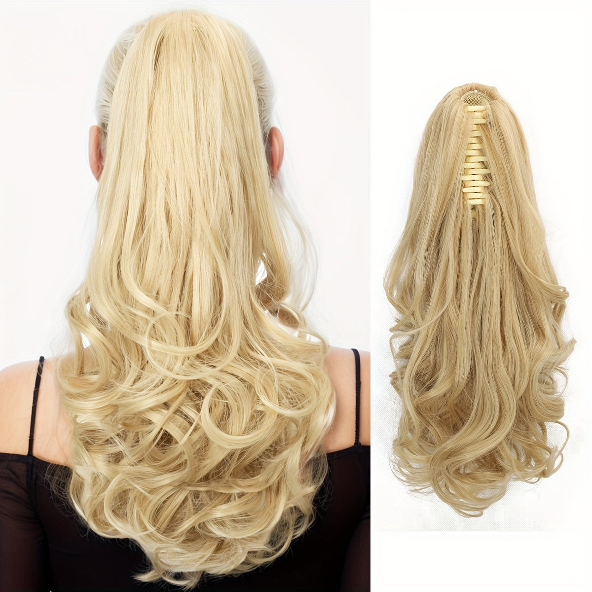 14-Inch Claw Clip Ponytail in Various Colors, Extended Pear Flower Curls, Multi-Layered Long Wavy Ponytail, Synthetic Hair Extensions Suitable for Women to Wear During New Year Role-Playing.
