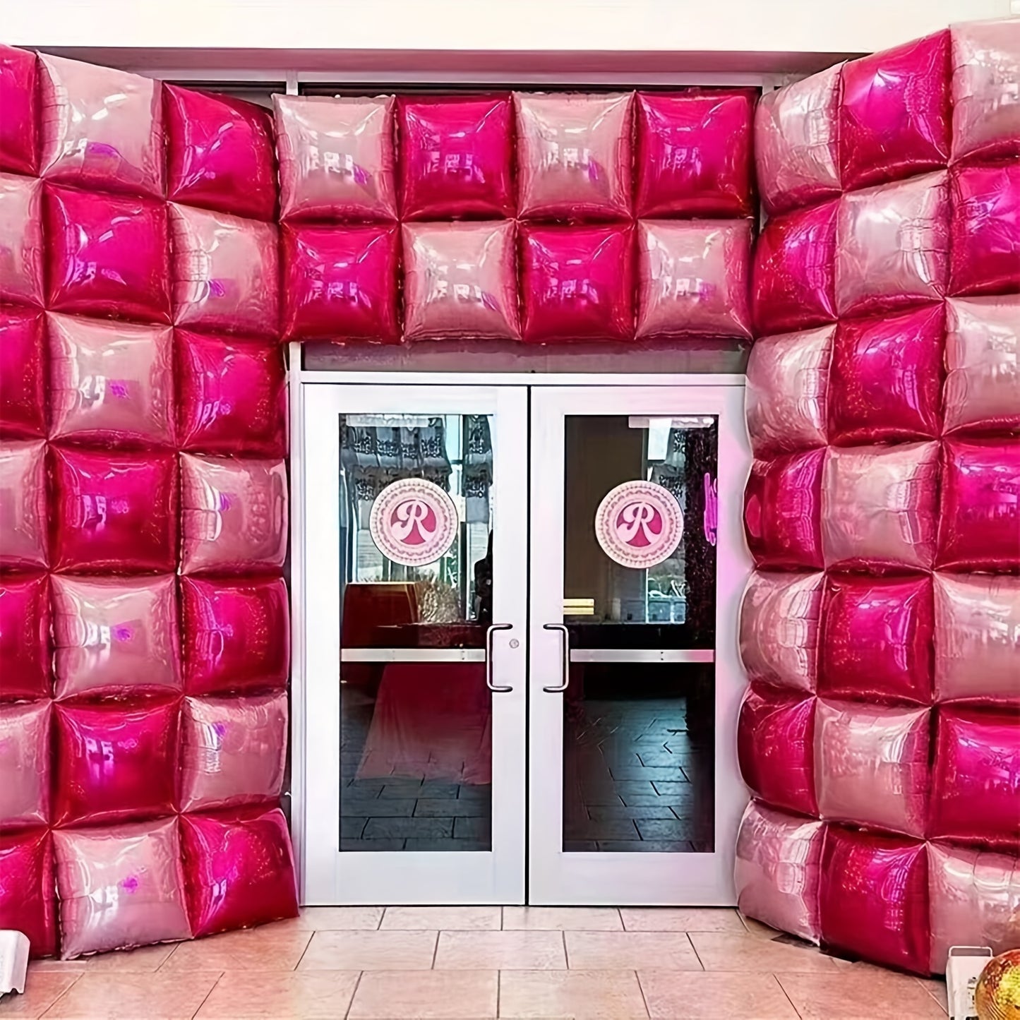 25-Pack Aluminum Film Magenta Pink Square Double-Sided Metal Balloons for Wall Tunnel Archway Flower Wreath, Anniversary Commemorative Set, Birthday Engagement New Year Party Decorations, No Power Required, for Wedding, Mothe