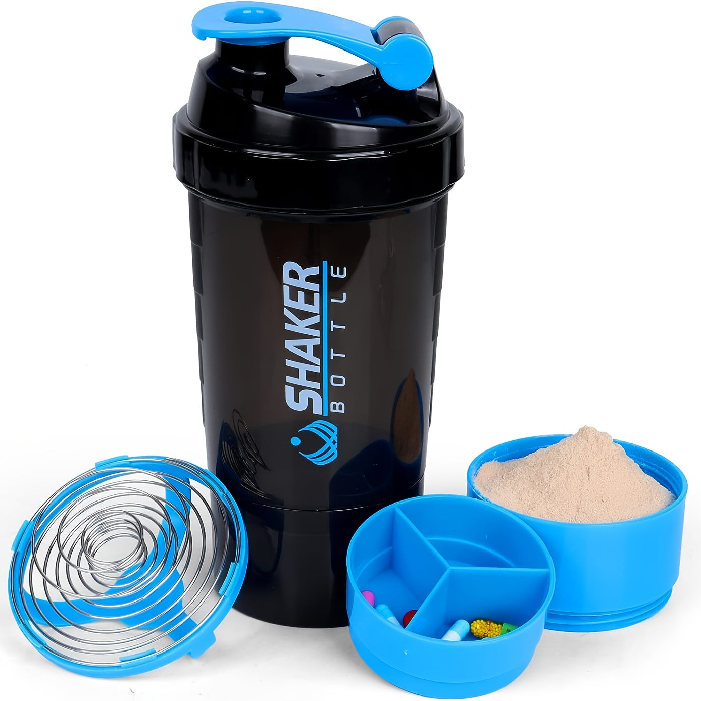1pc Leak-Proof Protein Shaker Bottle - 16oz Portable Sports Water Bottle for Fitness and Weight Loss