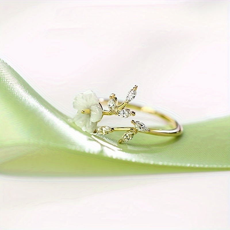 Creative Flower Leaf Ring, Trendy Party Jewelry, Christmas Halloween Gift, New Year's Gift, Valentine's Day Gift For Women Mom Family Friends