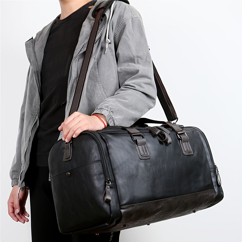 [Casual Travel Duffel] Large Casual Men's Travel Duffel Bag - Adjustable Strap, Multi-Compartment, Carry-On Luggage, Weekend Tote