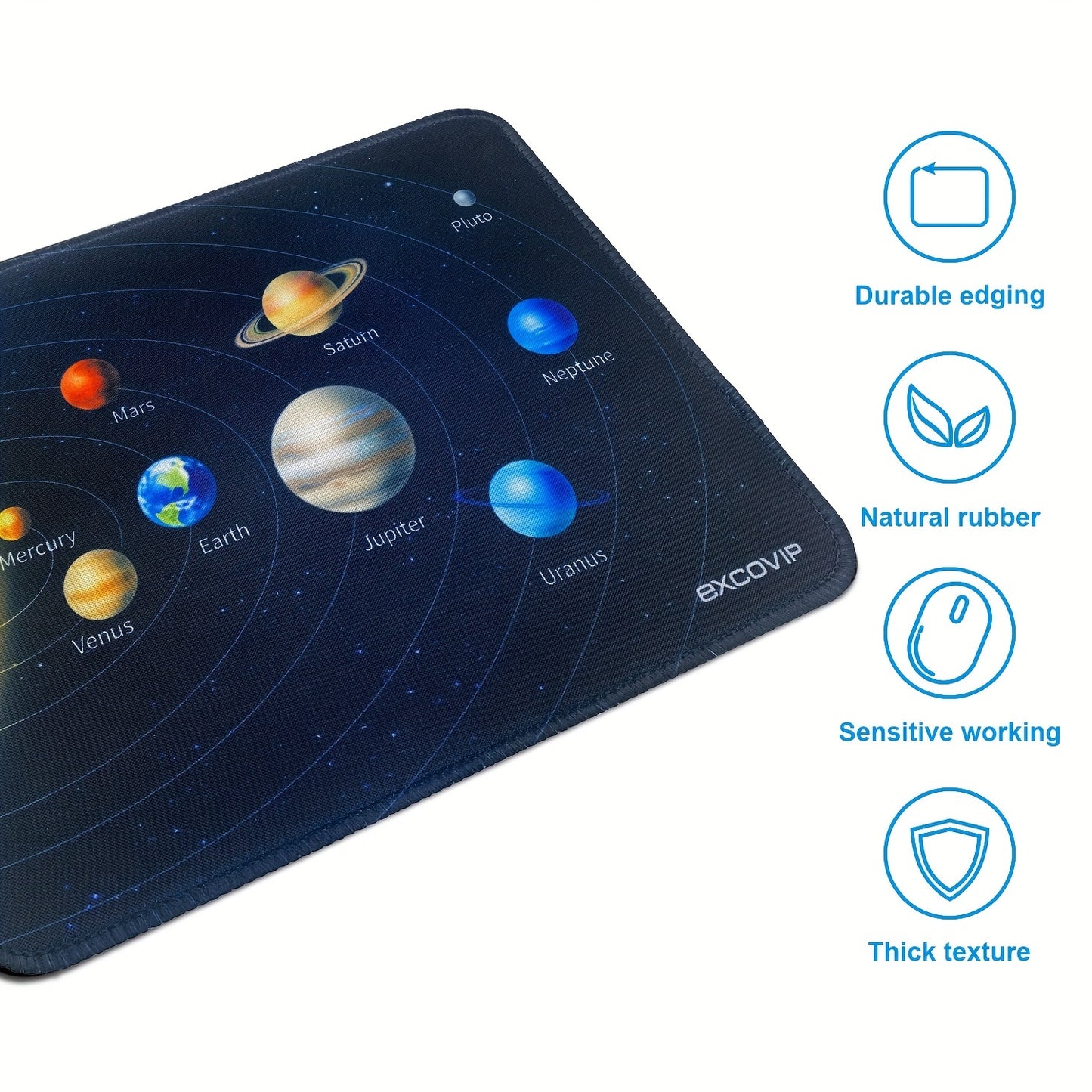 EXCOVIP Cute Anime Mouse Pad for The Solar System, Small Size with Stitched Edges, Suitable for Laptops And Keyboards, Medium Size, Non-Slip, Large for Study And Office Use, Item 9461