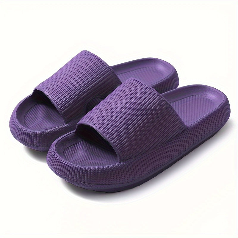 Women'S Solid Color EVA Slippers, Open Toe Slip-On Sandals with Strappy Back, Flat Heel Indoor Home Slippers, Ultra-Soft Comfort Footwear