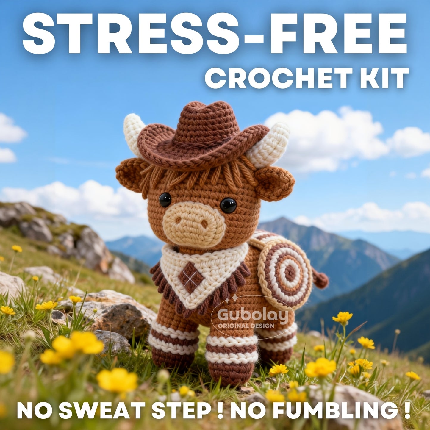 Beginner'S Crochet Kit for Christmas Highland Cow (Suitable for Adults) | Easy Craft Gift for Adults | Includes Step-By-Step Illustrated Tutorial | Contains Easy Diagrams, Extra Soft Yarn (30% More), Crochet Hook And Addition