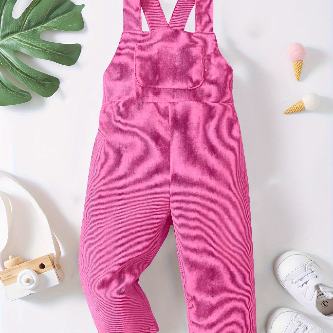 Casual Corduroy Knotted Toddler Baby Overalls, Jumpsuit With Pocket, Retro Strap Pants For Boys Girls