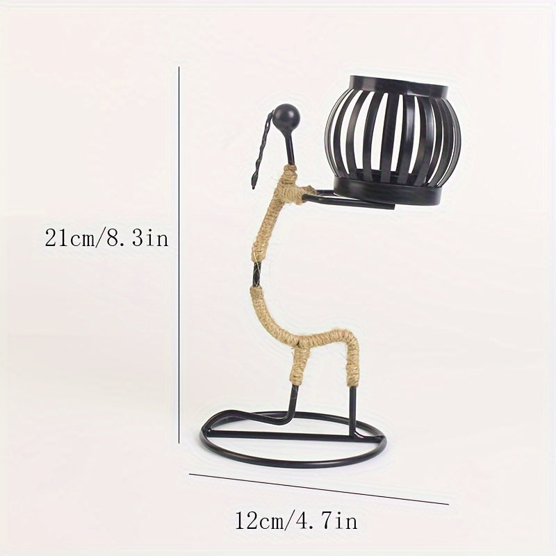 [1pc Lady Character Candle Holder] 1pc Metal Shaped Candle Holder With A Lady Character Design, Christmas Decoration, Christmas Candle Holder