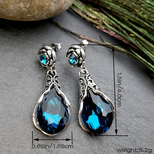 Rose Flower Water Drop Earrings, Fashion Vintage Earrings For Men