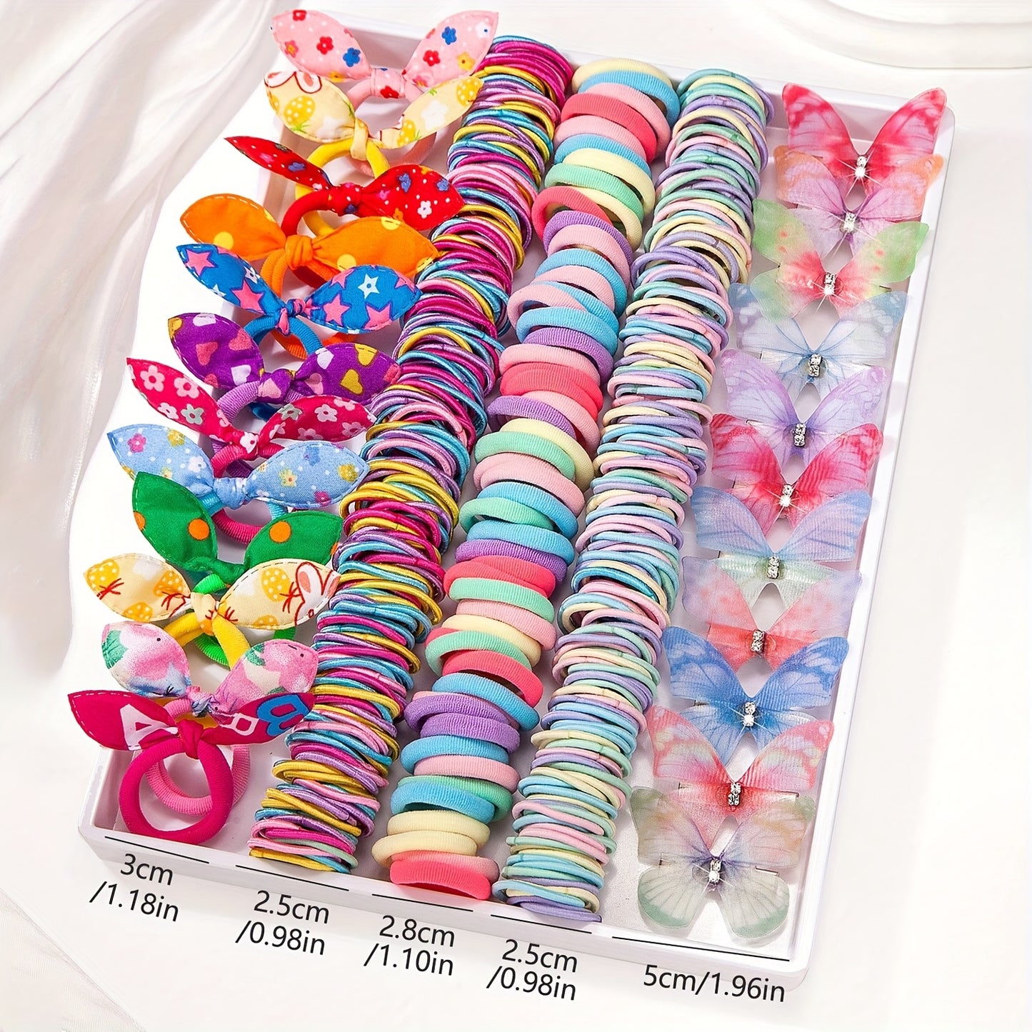 267pcs Girls' Multicolor Hair Tie Butterfly Clip Set, Cute Bunny Ears Headband High Elasticity Elastic Band Styling Accessories Colorful Flower Barrettes Hair Clips