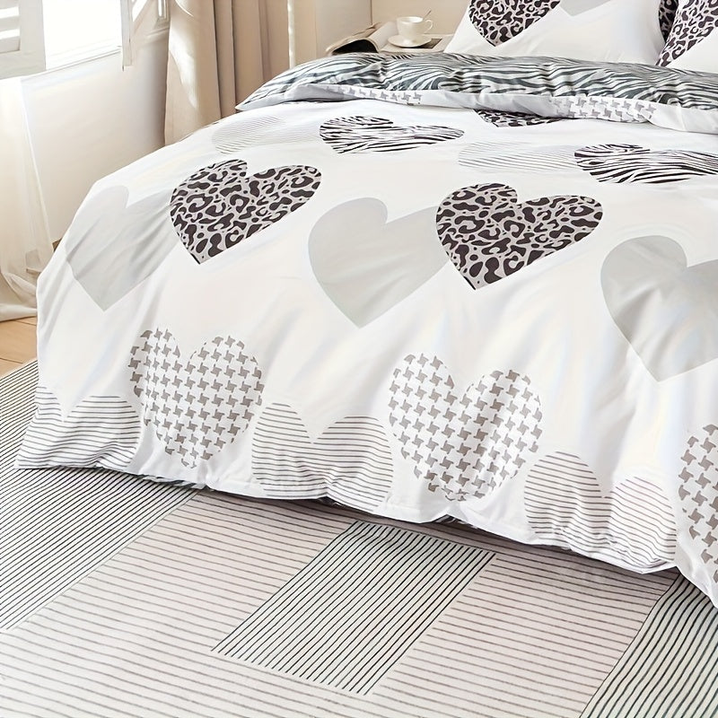 3pcs Multicolor Printed Duvet Cover Set | Polyester, Zipper Closure, Machine Washable, All-season Use