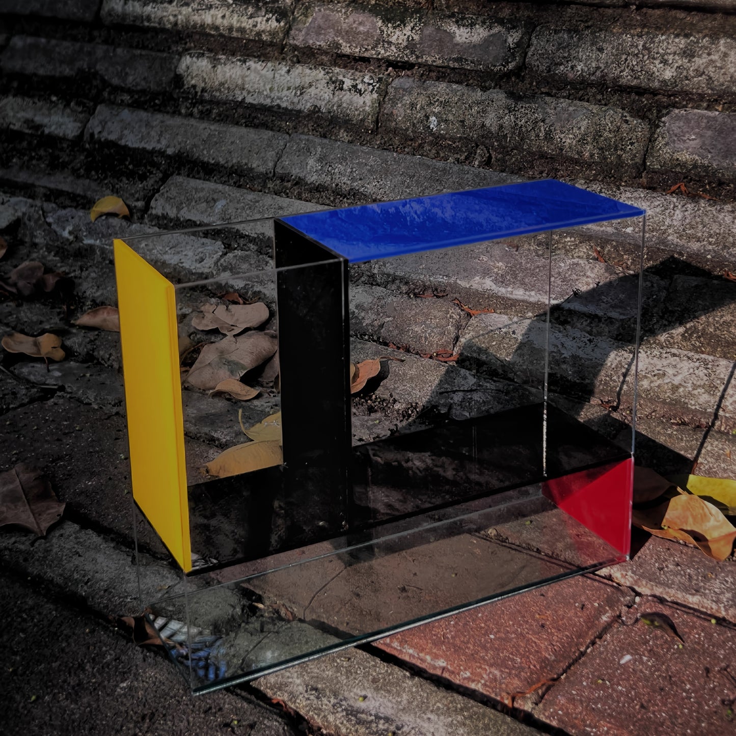 1pc, Mondrian Modern Acrylic Vase with Transparent, Red, Yellow And Blue Panels - Modern Art Decoration Suitable for Home Decor, Room Deco