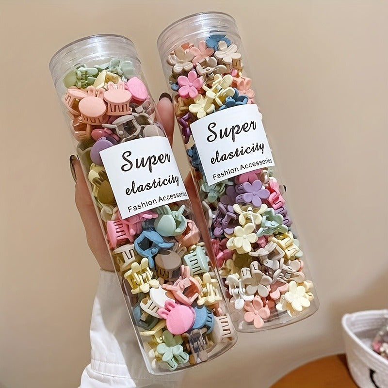 50 Sets Of Mini Hair Clips, Cute Plastic Flower-Shaped Hair Accessories, Pure Color Braids, Suitable for Teenagers, Cute Girls, Accessories