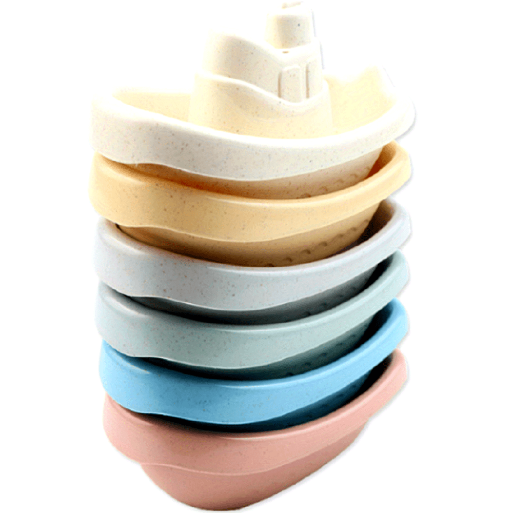 [Fun Sailing Toy] 6pcs Stacking Toy Set | Sailing Small Boats, Stacking Cups, Early Education Building Blocks, And Children's Bath And Beach Toys