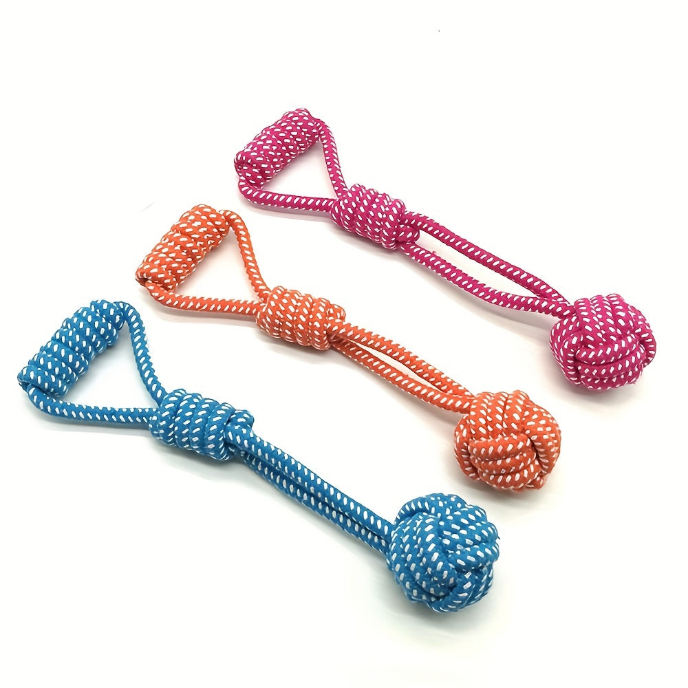 Dog Cotton Rope Toy Molar Bite Resistant Braided Rope Knot Toy Medium Large Hand Pull Toy Pet Random Color