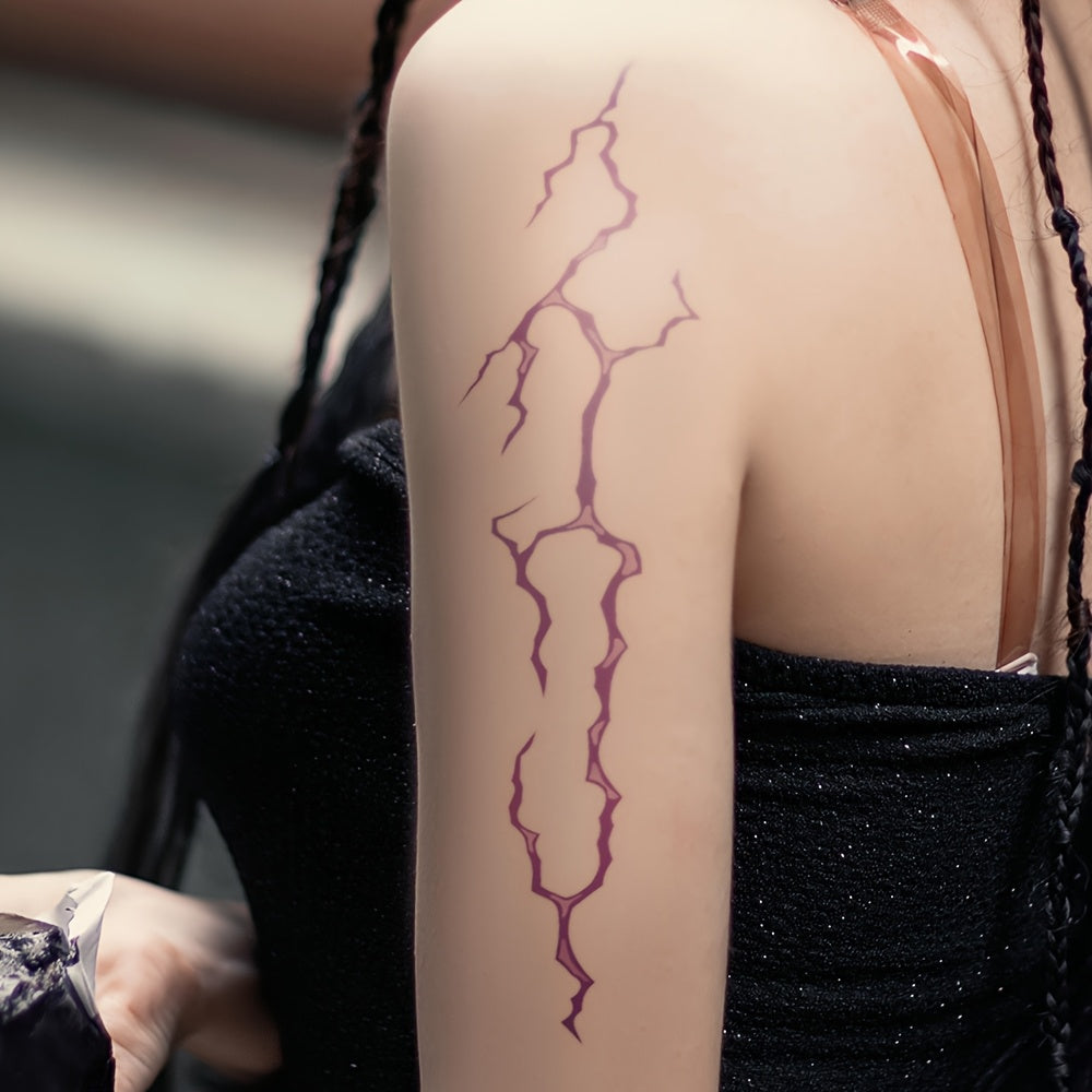 Purple Fake Vein Bloodline Pattern Tattoo Sticker for Daily Party and Festival Decoration, Large Flower Arm Chest Back Body Temporary Waterproof Tattoo Decal - 1 Pack