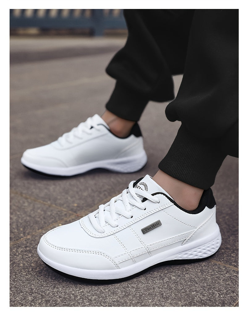 VanWeir Lightweight Men'S Shoes | Navy Blue/White, Lace-up sneakers with MD/TPR Sole, Breathable Fabric Lining for Outdoor, Hiking & Casual Wear