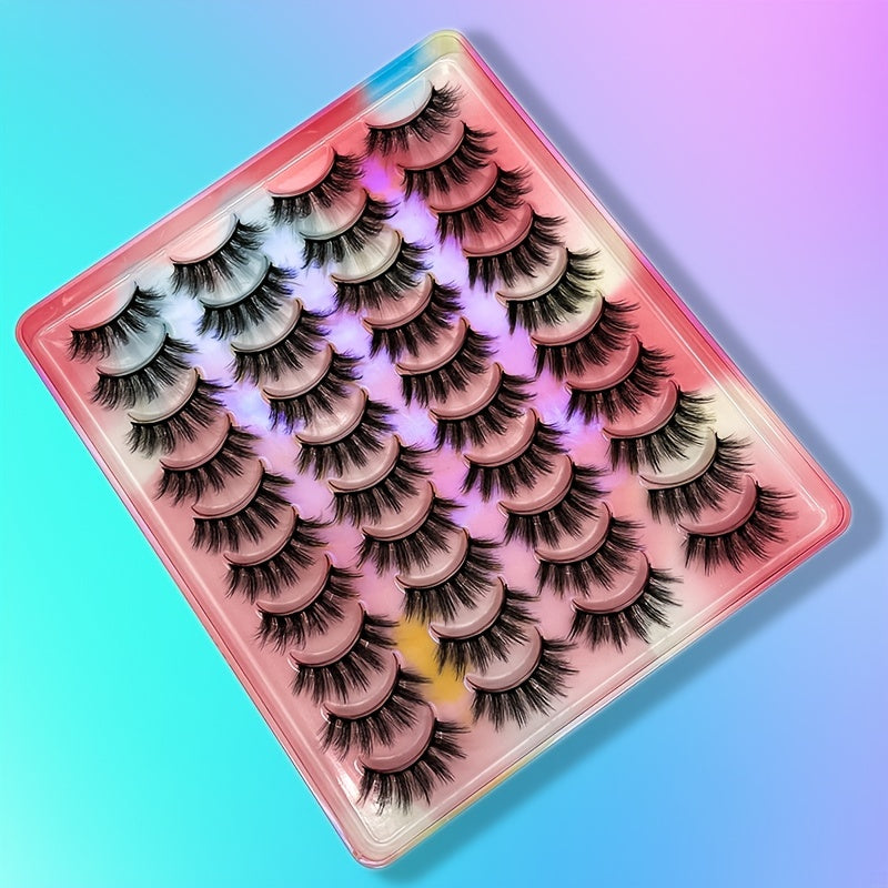 20 Pairs Dramatic Volume 3D Faux Mink Lashes - Natural, Reusable, Lightweight, Easy to Apply False Eyelashes for Eyelash Extension, Everyday Wear, and Special Occasions - Cruelty-Free, Hypoallergenic, and Comfortable