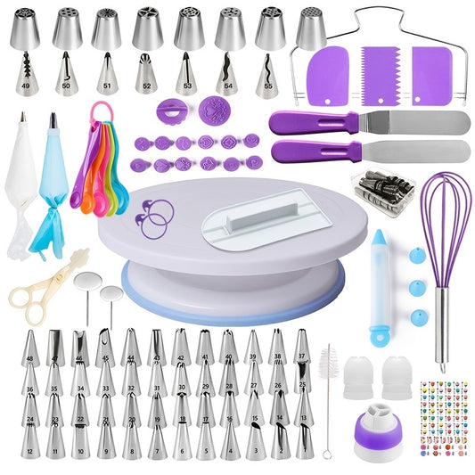 Cake Decorating Kit, 137pcs Cake Decorating Supplies With Cake Turntable For Decorating, Cake Turntable with Accessories, Pastry Piping Bag, Russian Piping Tips Baking Tools, Baking Supplies For Beginners