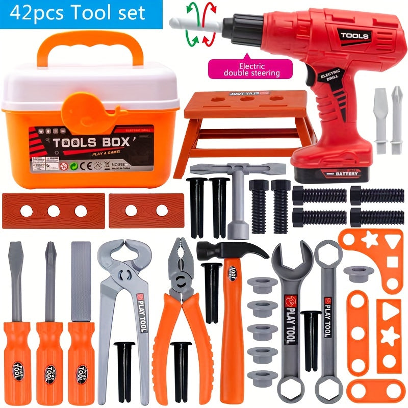 Electric Toy Drill Set: Stimulate Your Child's Imagination With This Fun Construction Studio Toy!, Halloween, Christmas, And Thanksgiving Day Gift