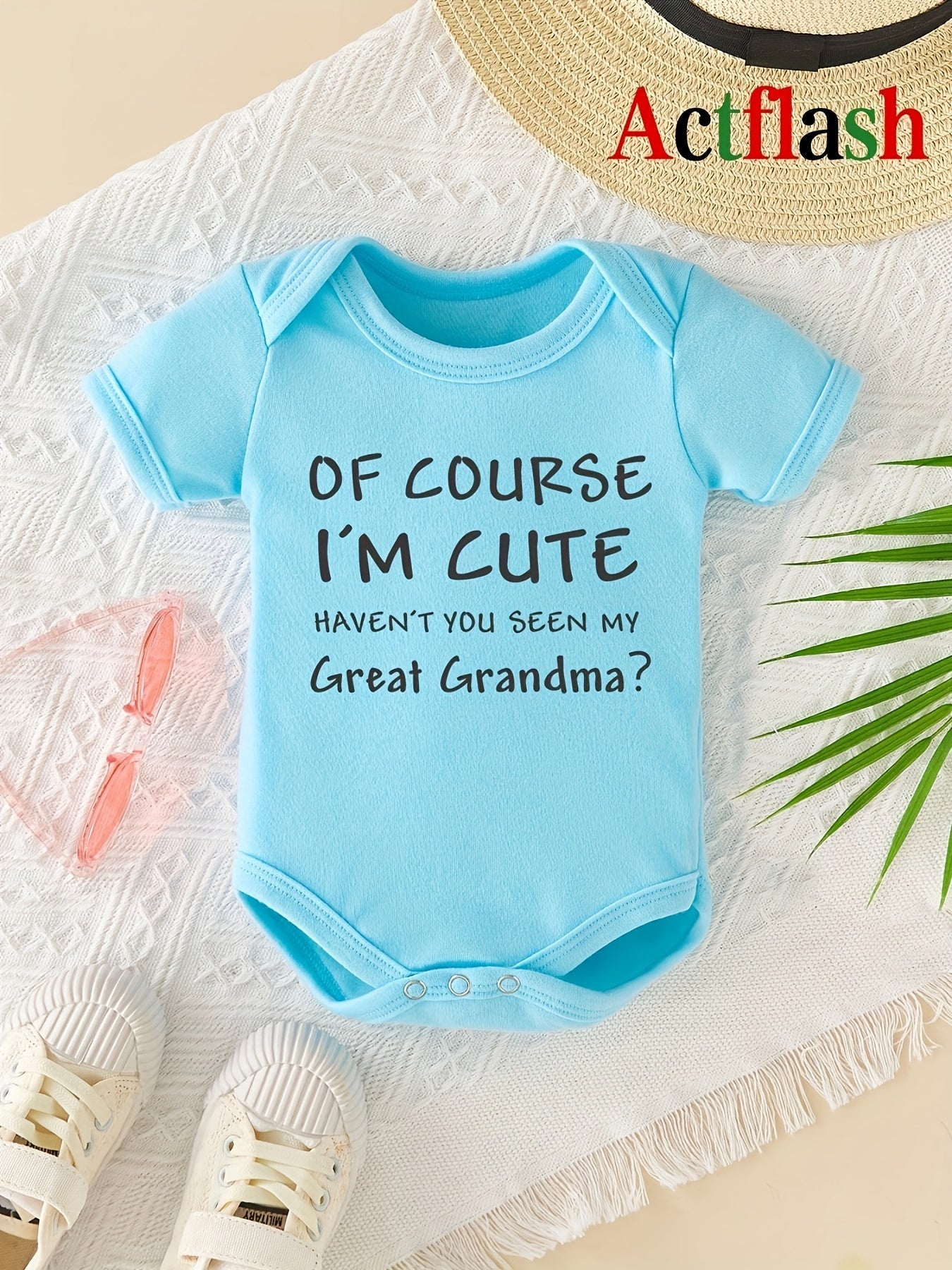 Of Course I'm Cute Haven't You Seen My Great Grandma? Letter Print Baby Vest