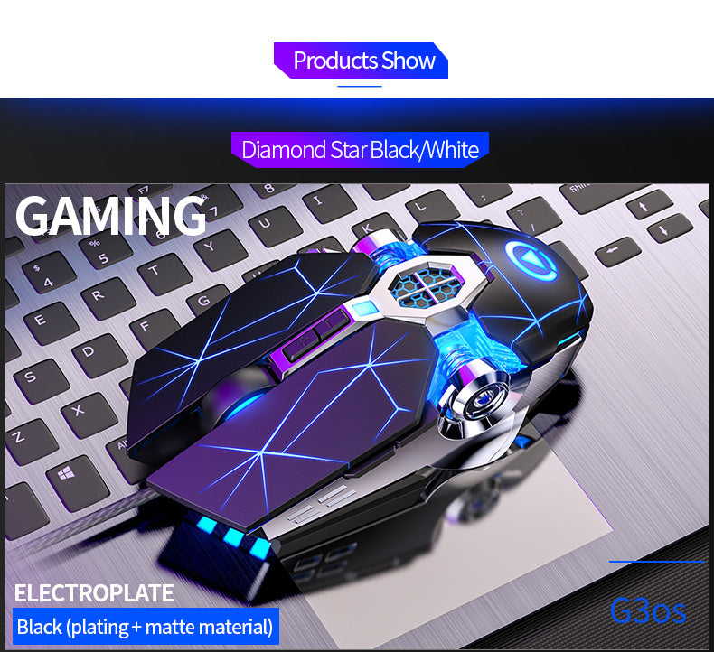Silvery Carved Wired Mouse for E-Sports Gaming, Silent and Sound Chicken-Eating Mouse Macro for Desktops and Laptops