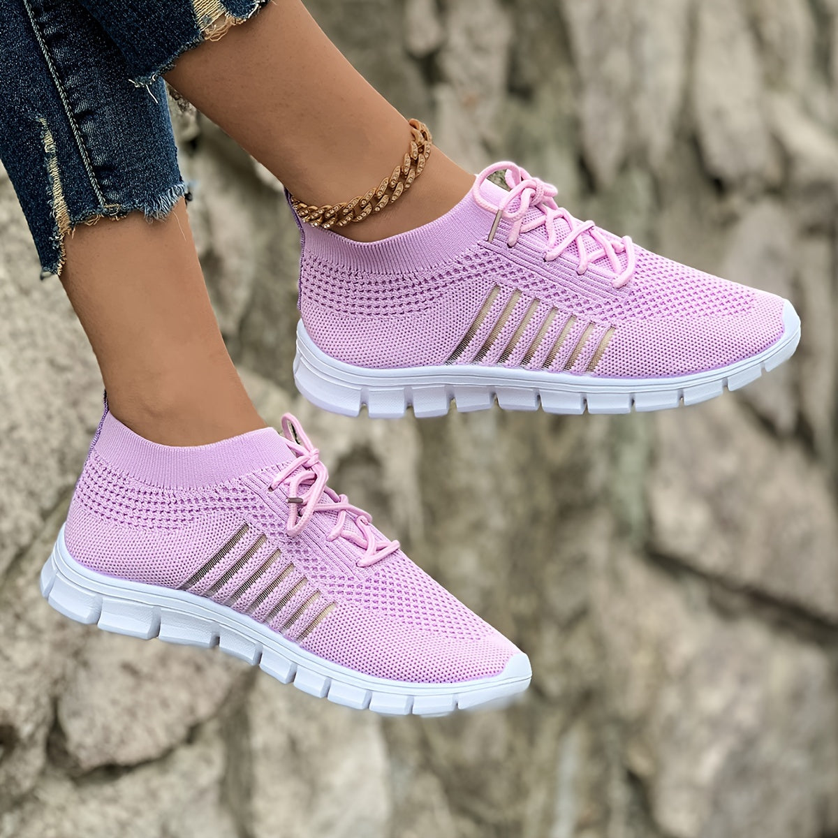 Flying Weave Casual Sneakers, Women Shoes