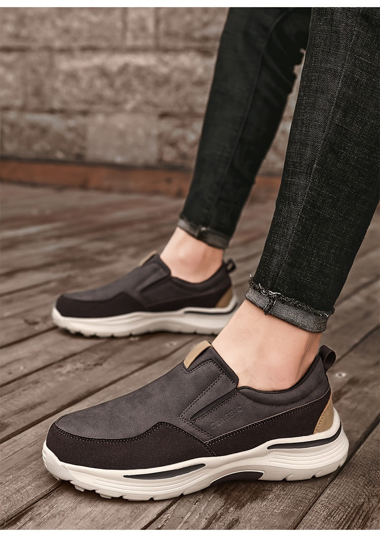 Plus Size Wide Fit Men's Lace-Up Loafers, Men's Canvas Lightweight Comfortable Walking Shoes