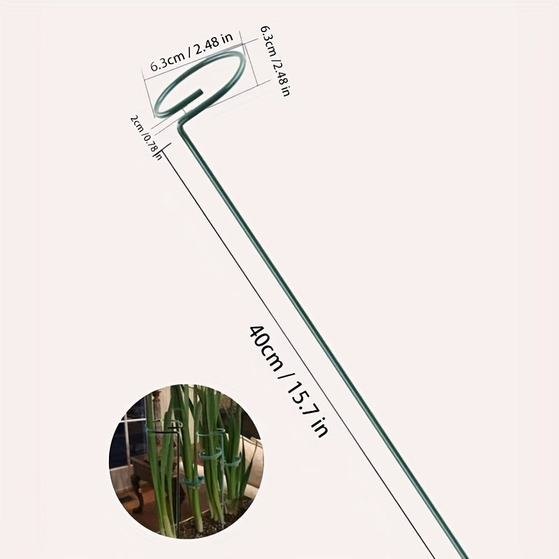2pcs, Lake Blue Iron Plant Support Poles - Sturdy Stakes for Flower Gardens, Adjustable Ring Hoops, Plant Stick Supports for Healthy Growth - Durable, Rust-Resistant, Easy to Install