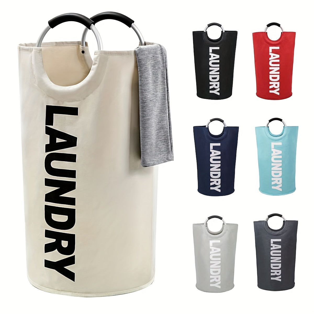X-Large Laundry Basket, Collapsible Laundry Bag, Freestanding Tall Clothes Hamper, Laundry Hamper, Laundry Bag with Padded Handles, Clothes Hamper Stands Up Well, Collapsible Laundry Basket Easy Storage, Laundry Baskets