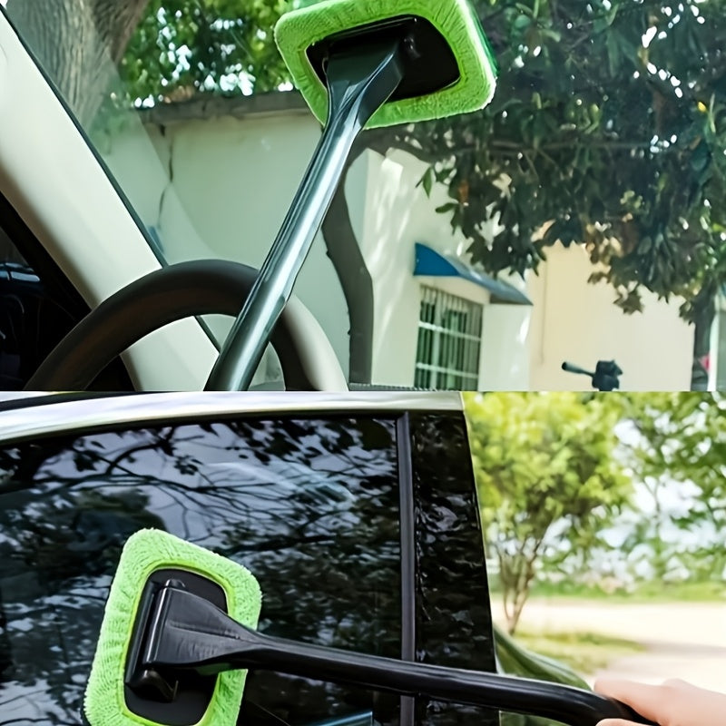 Windshield Cleaning Brush Kit | Long Handle Interior Car Glass Wiper, Plastic Material