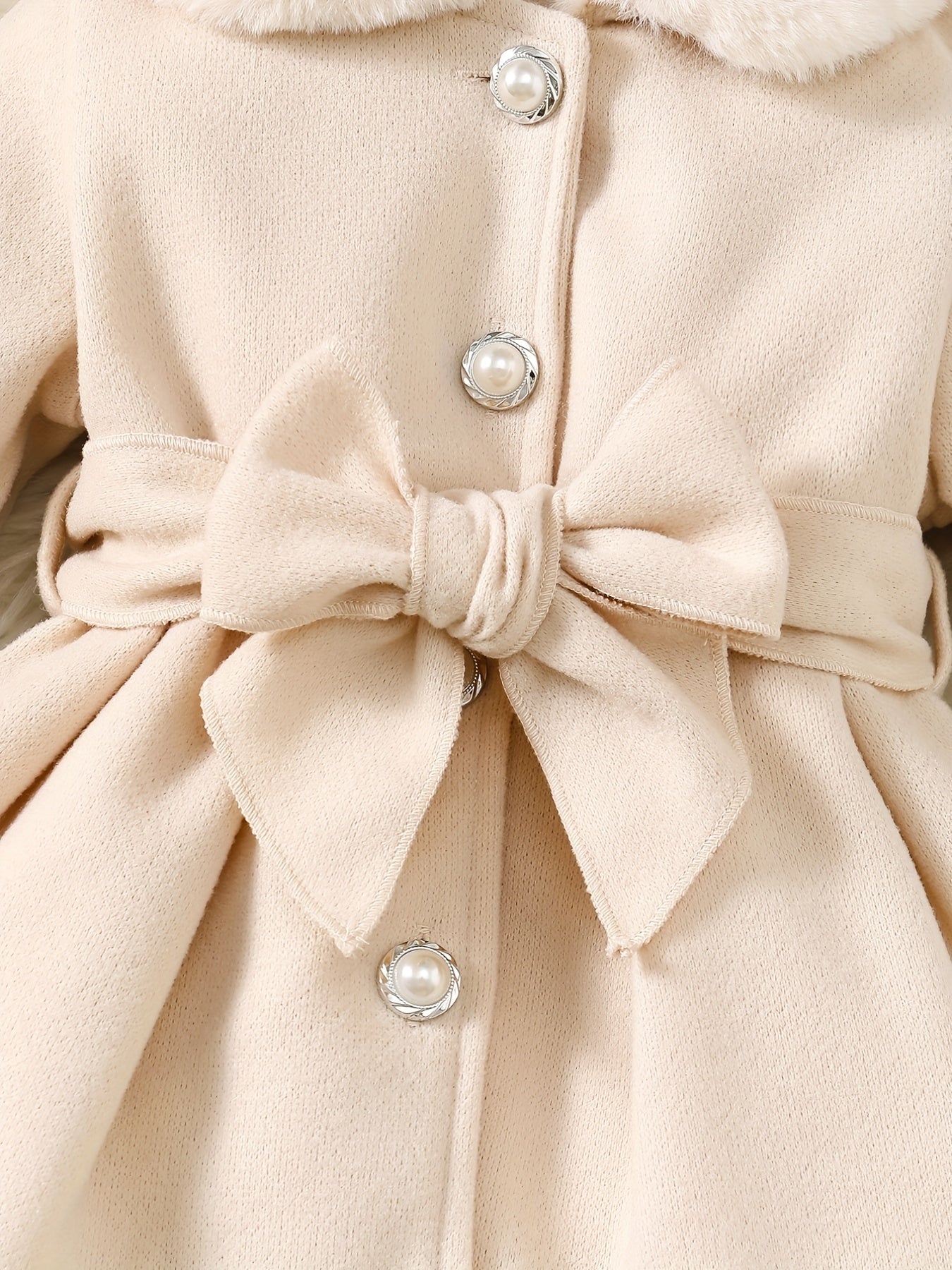 Fashionable And Versatile Coat for Baby Girls in Autumn And Winter, a Perfect Mother'S Day Gift. Adorable Plush Coat with a Bow And Collar, Designed for a Sweet Princess Look. Soft And Comfortable Outerwear to Keep Baby Warm