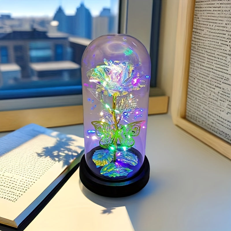 1pc Exquisite Hollow Butterfly LED Rose Cover - Illuminated, Decorative, and Romantic Gift for Valentines Day, Mothers Day, Wedding, Back-to-School, Holiday, Party, Mom, and Scene Layout Occasions
