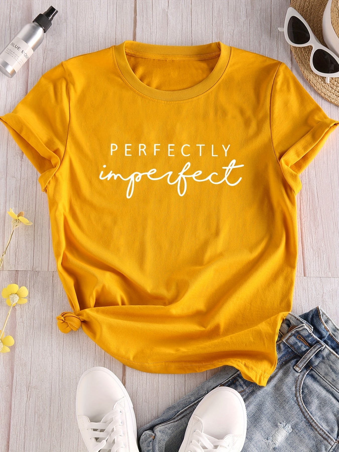 Letter Print Crew Neck T-shirt, Casual Loose Short Sleeve Summer T-Shirts Tops, Women's Clothing